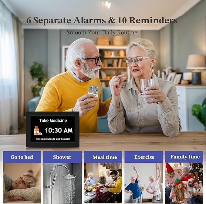 10.1'' Extra Large Digital Clock, 1280*800p HD Display, Dementia Clock - Image 6