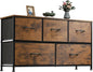 WLIVE Dresser for Bedroom with 5 Drawers, Wide Chest of Drawers, Fabric Dresser by WLIVE