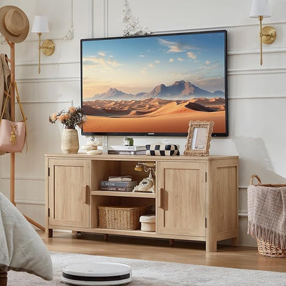 Joaxswe Farmhouse 55" Entertainment Center, Natural Oak Tv Stand - Image 8