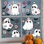 JarThenaAMCS 84Pcs Halloween Window Clings Floral Ghost Window Stickers Cute Double-Side Glass Decals for Home Party Favor Supplies, 7.9 x 11.8 Inch, 9 Sheets