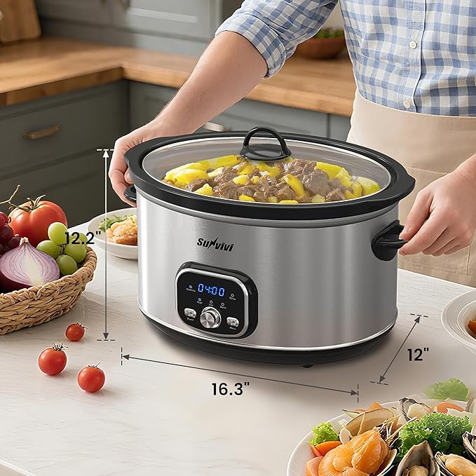 Sunvivi Slow cooker Pot 8.5 QT Programmable Stainless Steel Color : - Image 9
