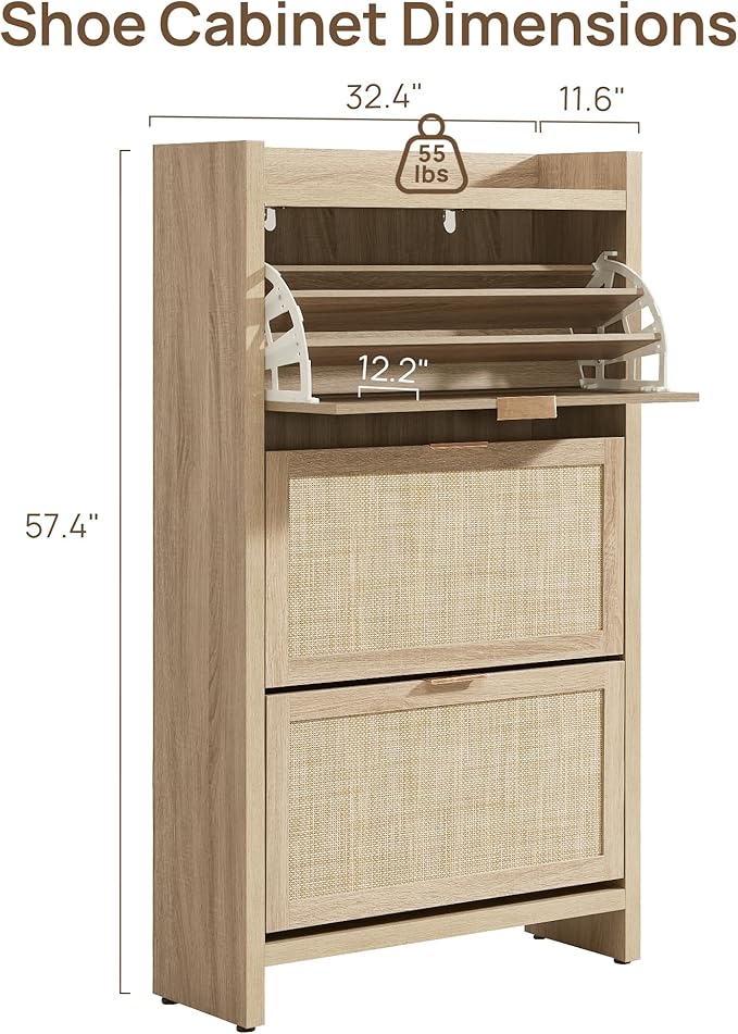 SICOTAS Rattan Shoe Storage Cabinet - Image 2