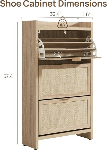 SICOTAS Rattan Shoe Storage Cabinet - Image 2