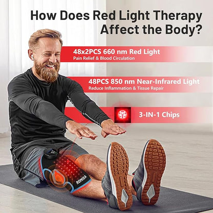 ROMISA Red Light Therapy Knee Brace & Vibration Knee Massage, 660nm & 850nm - Image 5
