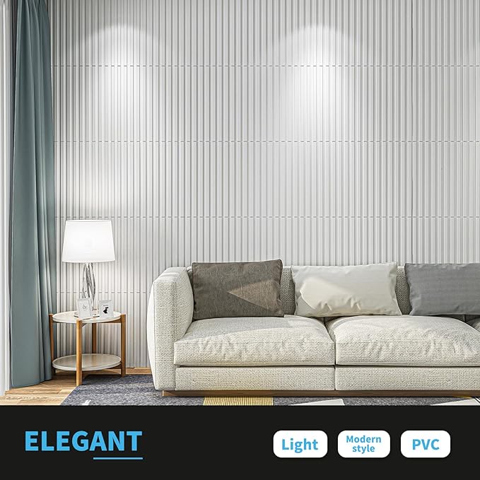Art3d Slat Wall Panel, 3D Fluted Textured Panel 12-Tile 19.7 x 19.7in. - Image 2