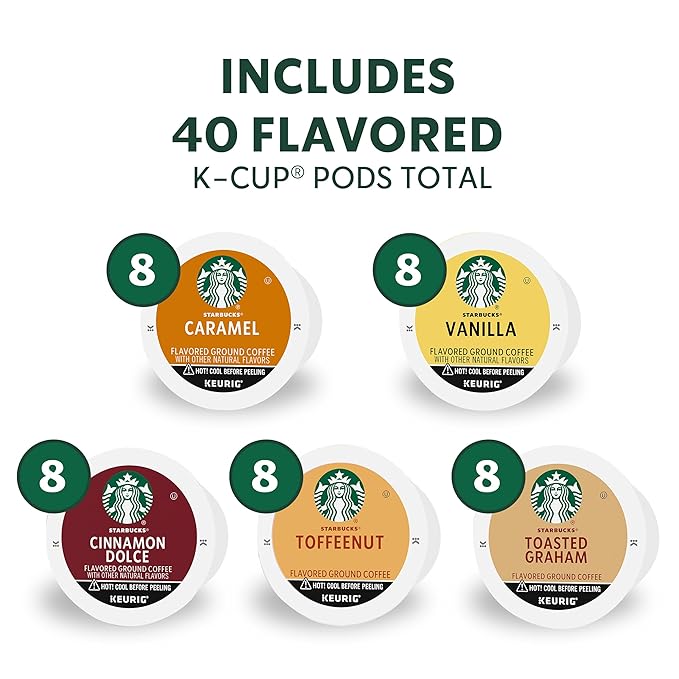 Starbucks K-Cup Coffee Pods, Flavored Hot or Iced Coffee, Variety Pack - Image 2