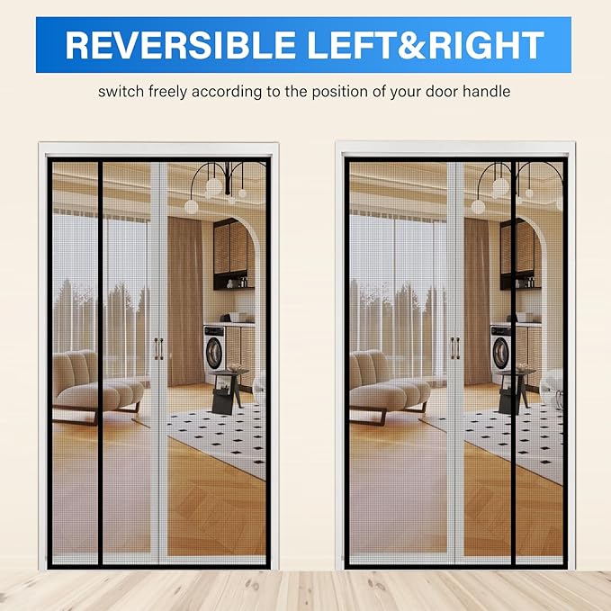 Magnetic Screen Door Mesh Left Right Side Opening Upgraded PET Material Mesh - Image 7
