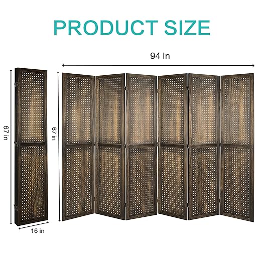Babion 6 Panel Pegboard Display, Peg Board Room Divider Freestanding Folding - Image 6