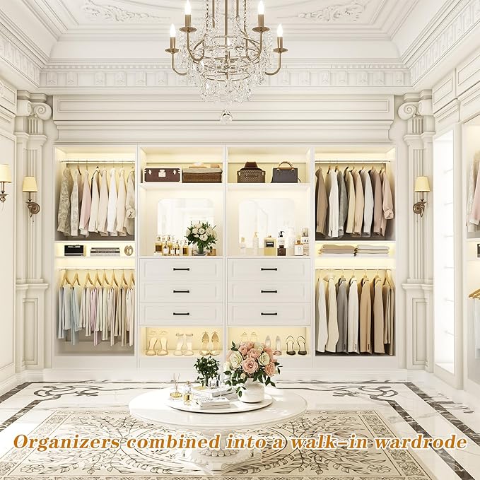 Unikito Closet System with Drawers, 100” Wood Closet Organizer with Hanging - Image 6