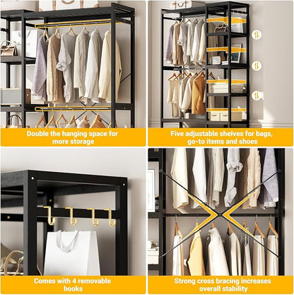 Homykic Bamboo Clothes Rack Garment Rack - Image 5