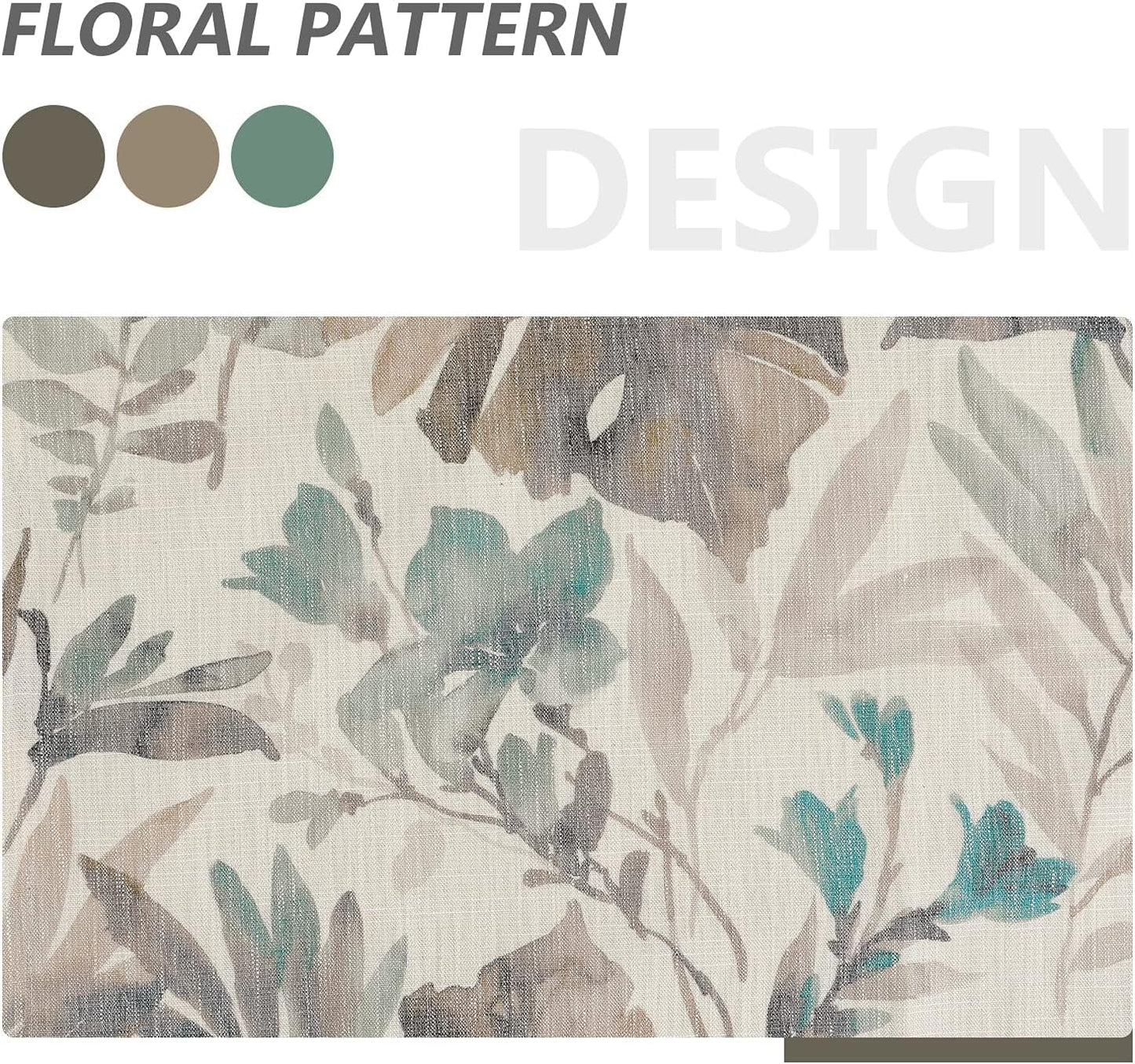 MYSKY HOME Floral Curtains 80 inches Long for Bedroom Patio Sliding Door Light Filtering Privacy Curtains for Wide Window Living Room, 2 PCs, Brown and Natural, 52" Wide
