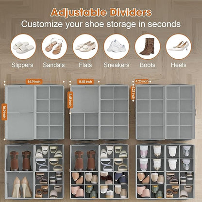 2 Pack Shoe Organizer for Closet, Foldable Shoe Storage Organizer - Image 2