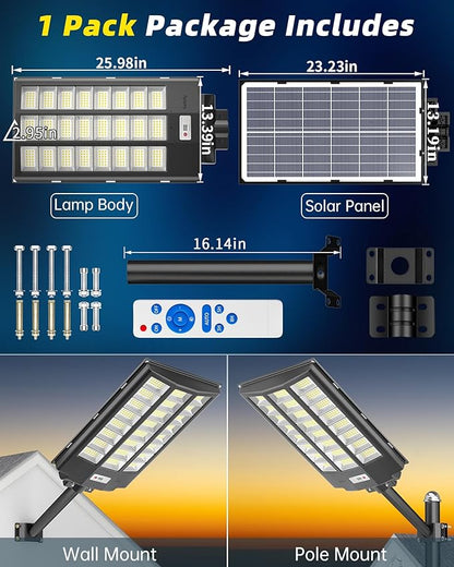 Gefolly SL-8600W Solar Street Light Outdoor, Wide Angle 680000LM Commercial - Image 6