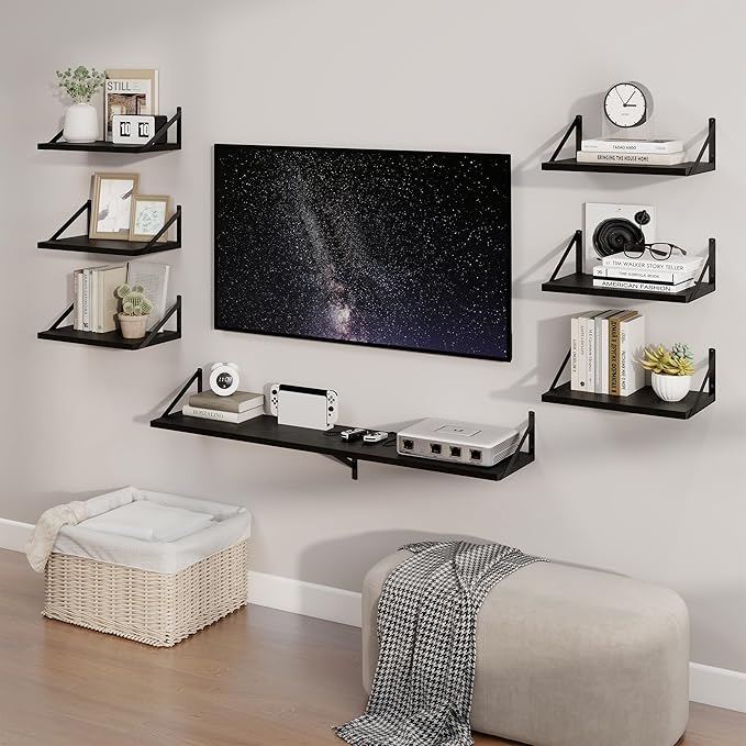 Axeman Deep Floating Shelves | 24 Inch Black Wall Shelves Set of 2 | 10 Inch - Image 7