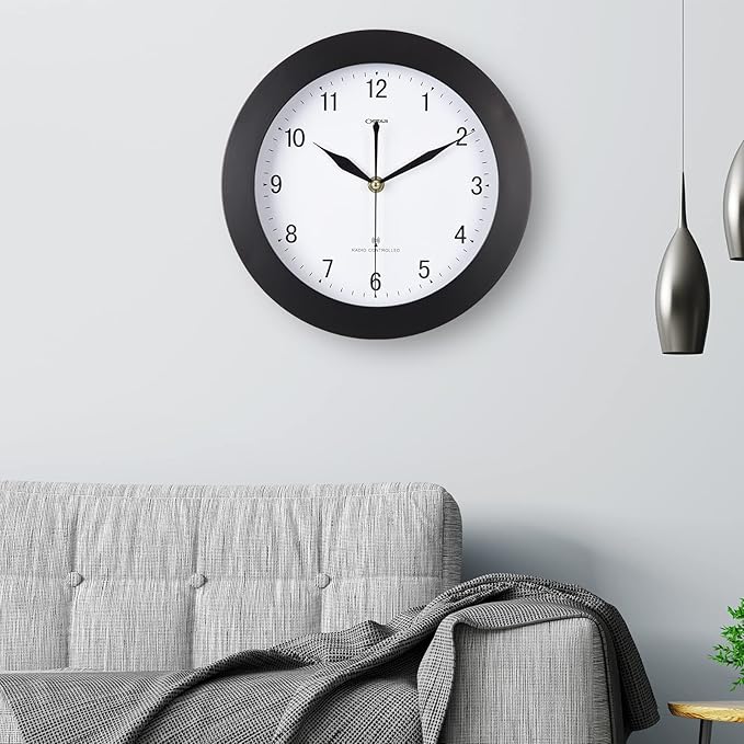 Atomic Wall Clock，US Auto Calibration Time 10 Inch Round Clock, Battery Operated - Image 7
