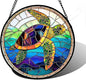 DASTOLL Stained Glass Window Hanging, Colored Turtle Ocean Suncatcher Diamond by DASTOLL