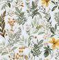 Vintage Green Yellow Wild Floral Botanical Wallpaper 17.5"x393" | Self Adhesive/Removable/Waterproof/Thick Vinyl Contact Paper for Bathroom Bedroom Shelf Cabinet Drawer,Prepasted,Easy Peel
