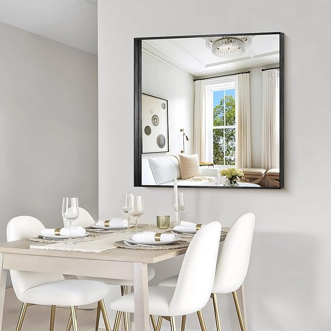 CIRCUMI Black Bathroom Mirror, Brushed Finish, Tempered Glass, Mirror - Image 6