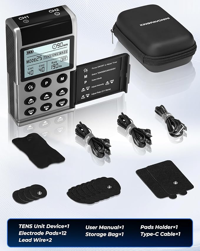 KingPavonini 4-IN-1 TENS Unit Muscle Stimulator, DIY & TENS & EMS & MASS - Image 8