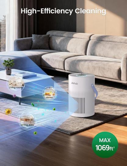air purifier for home bedroom, 20db quiet sleep showing dimensions