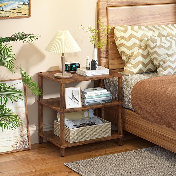 LELELINKY 3-Tier AV Media Player Stand Set of 2, Wooden TV Stand, Game Console - Image 6
