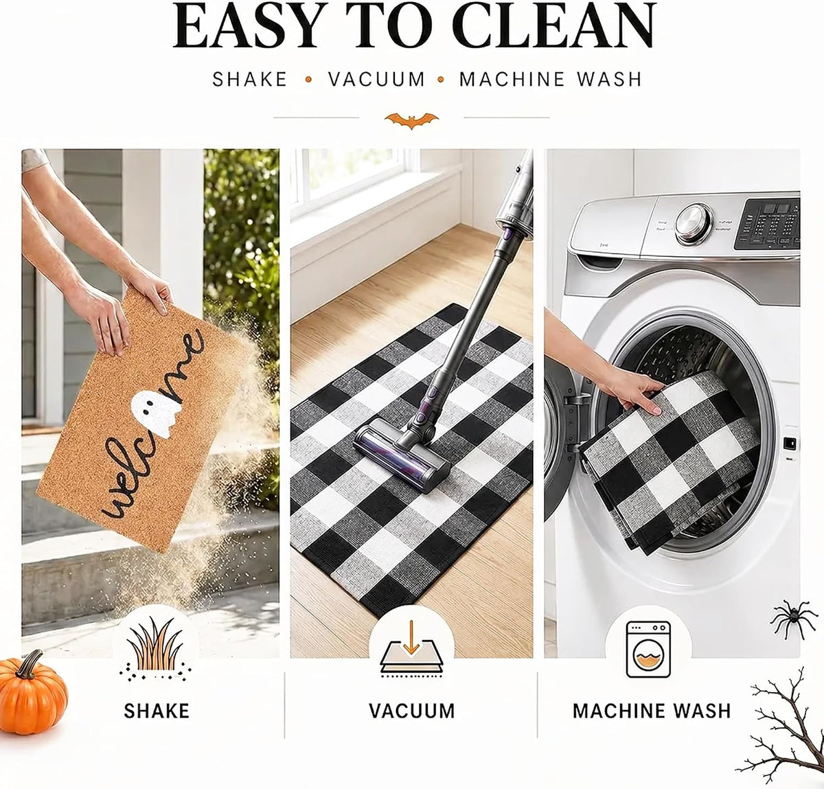 Halloween Door Mat Combo Set, Welcome Ghost Coco Coir Welcome Doormat + 28&qu...