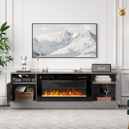 Fireplace TV Stand with Two Hinged Doors - Image 7