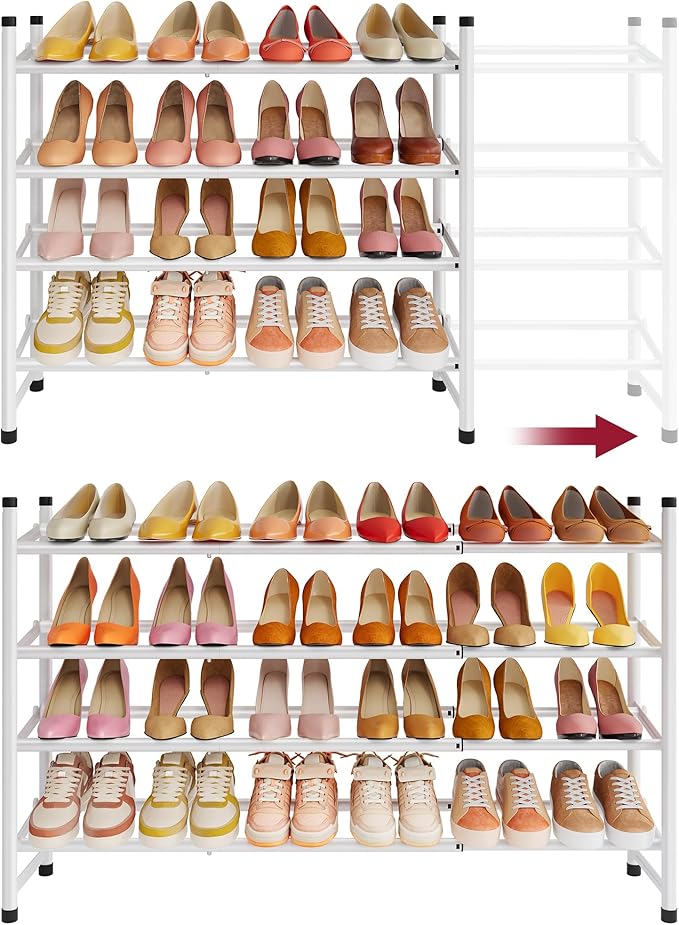 Tajsoon Expandable Shoe Rack for Closet 4 Tier, 29“-41“Adjustable & Stackable by Tajsoon