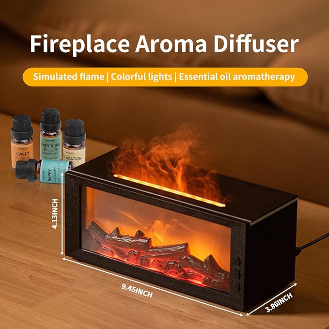 BOHOFAM Fireplace Essential Oil Aroma Diffuser, Flame Air Humidifiers 300ML - Image 7