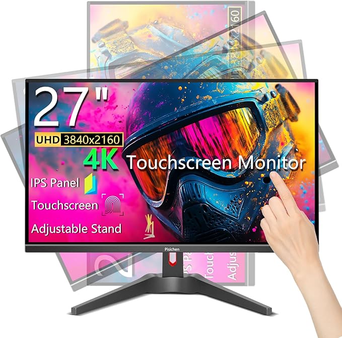 Touchscreen Gaming Monitor 27 Inch 4K UHD IPS Computer Monitor, Ultra-Thin Bezel by Pisichen