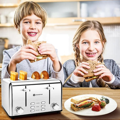 Aigostar Toaster 4 Slice 1.6" Wide Slot Stainless Steel Toasters - Image 8