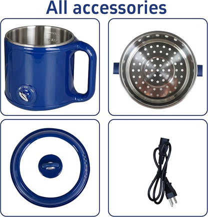 Hot Pot Electric With Steamer, Rapid Noodles Electric Pot, 2.0L Stainless Steel - Image 5