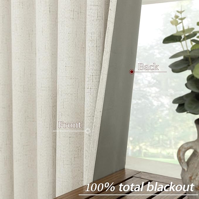 KOUFALL Custom 92 Inch Linen Blackout Curtains Drapes - Image 6