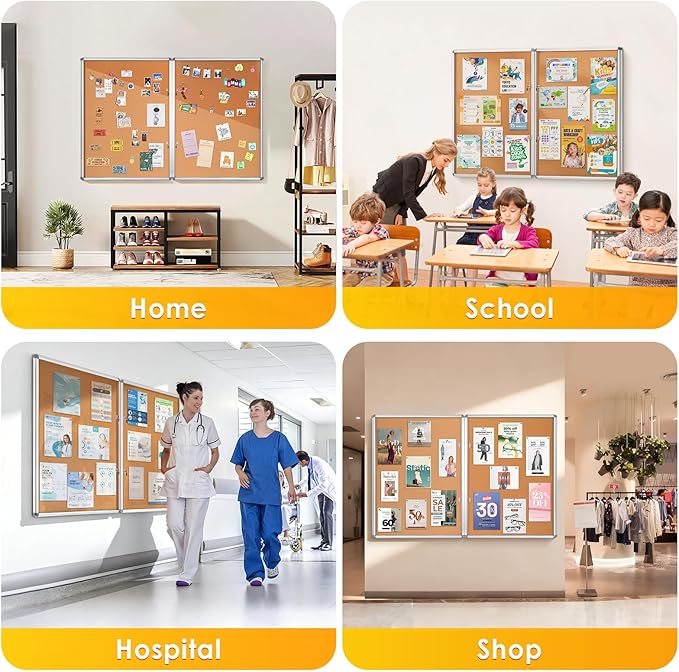 SWANCROWN Enclosed Bulletin Board 48x36 in, Tamperproof Lockable Cork Board - Image 7