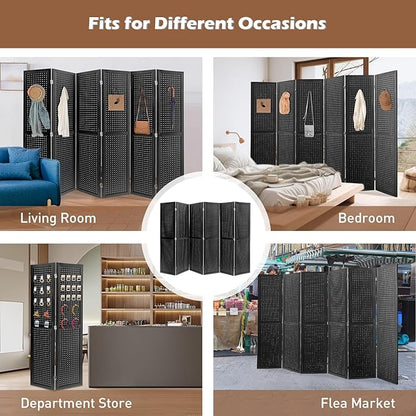 ECOMEX 6 Panel Room Divider, 5.6Ft Pegboard Display Wooden Room Divider Folding - Image 7