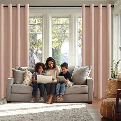 JIUZHEN Blush Pink Blackout Curtains - Image 3