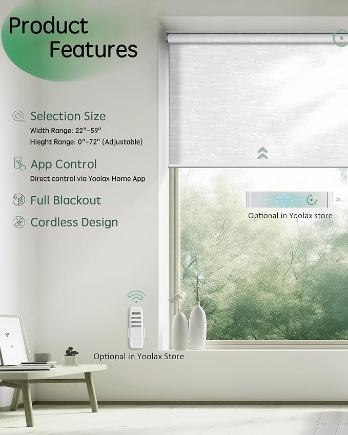 Yoolax Motorized Blinds App Control, Light Filtering Motorized Shades - Image 2