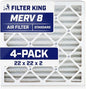 Filter King 22x22x2 Air Filter | 4-PACK | MERV 8 HVAC Pleated A/C Furnace by FilterKing
