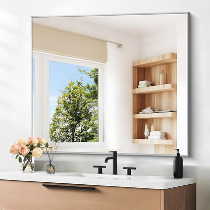 36" x 40"Bathroom Mirror, Decorative Rectangular Vanity Mirror by DESBING