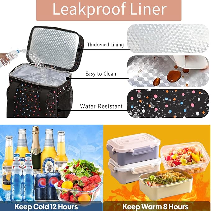 Expandable Insulated Lunch Box, Double Deck Lightweight Large Lunch Bag Tote - Image 4