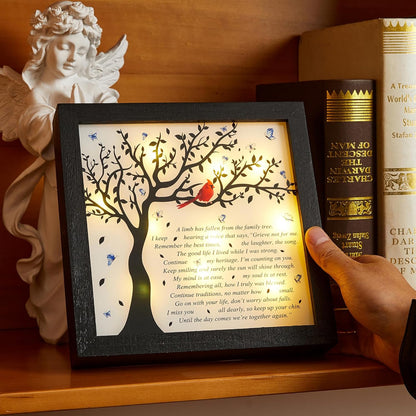 WOODEXPE Sympathy Gift LED Memorial Shadow Box 8"x8" Memorial Gifts for Loss of Loved One - A Limb Has Fallen from The Family Tree