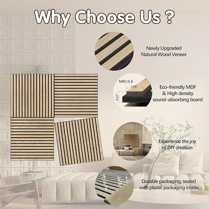 ARMURO Acoustic Wood Panels for Wall 4-Pack - Image 3