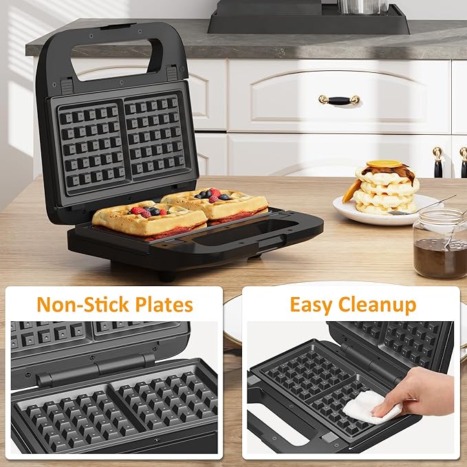 3 in 1 Electric Sandwich Maker, Panini Press Grill and Waffle Iron Set - Image 4