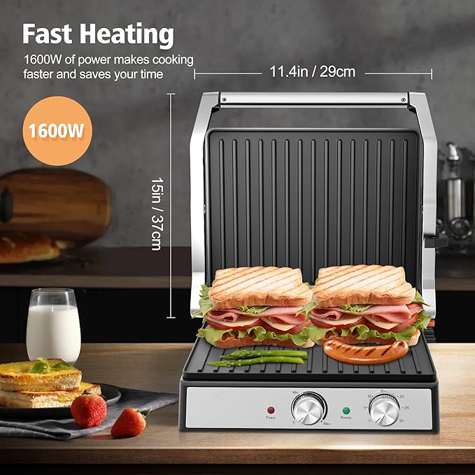 1600W Panini Press, Sandwich Maker - Image 2