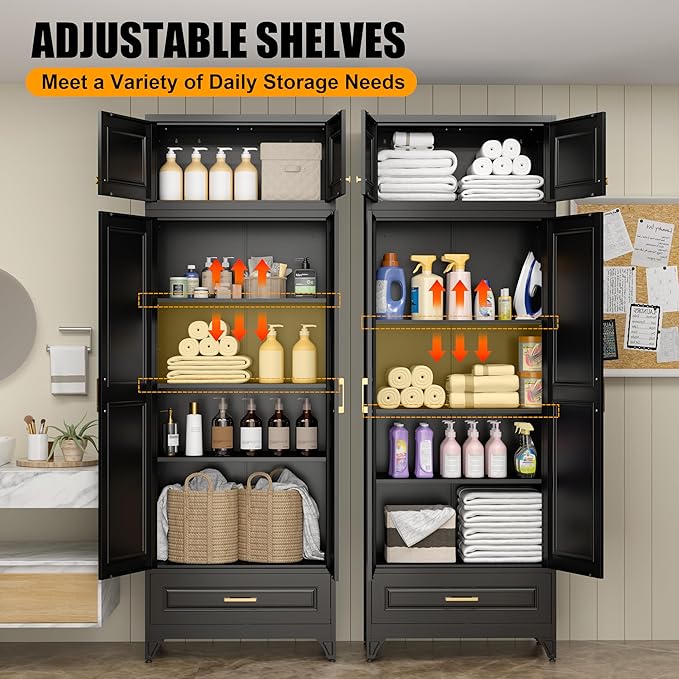 Kitchen Pantry Storage Cabinets, Kitchen Cupboard, Large Steel Cabinets - Image 5