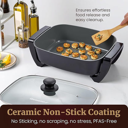 Elite Gourmet 15" x 12" x 4" Electric Skillet, Xtra Deep Dish, Ceralast™ PFAS - Image 5