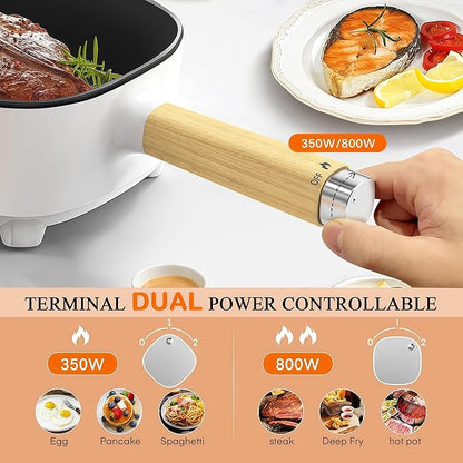Audecook Hot Pot Electric 2L, Cermic Glaze Non-Stick Frying Pan 8 Inch - Image 3