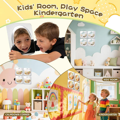 Large Shatterproof 10" Acrylic Wall Mirror with LifetimeWarranty, Bubble Lens Easy-Clean Smudge-Resistant Surface, No-Tool Wall Mount for Nursery Daycare Playroom Montessori Classroom, 4PACK