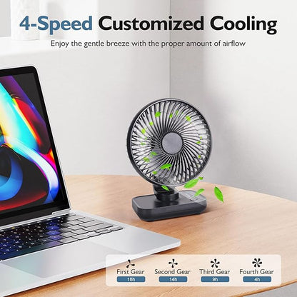 CONBOLA Small Desk Fan for Bedroom, 3600mAh Battery Powered Rechargeable Fan - Image 2