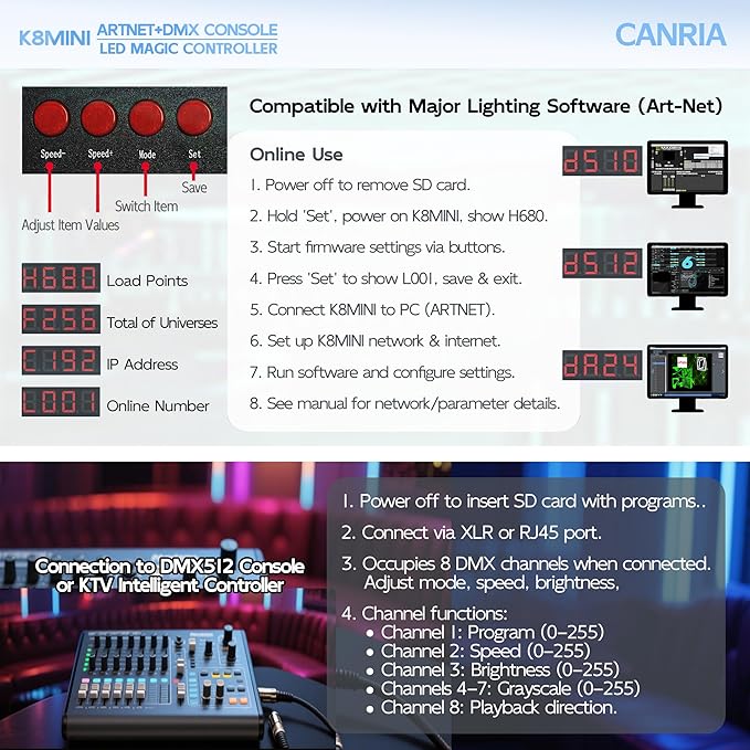 CANRIA K8MINI ARTNET+DMX Console LED Pixel Controller, - Image 6